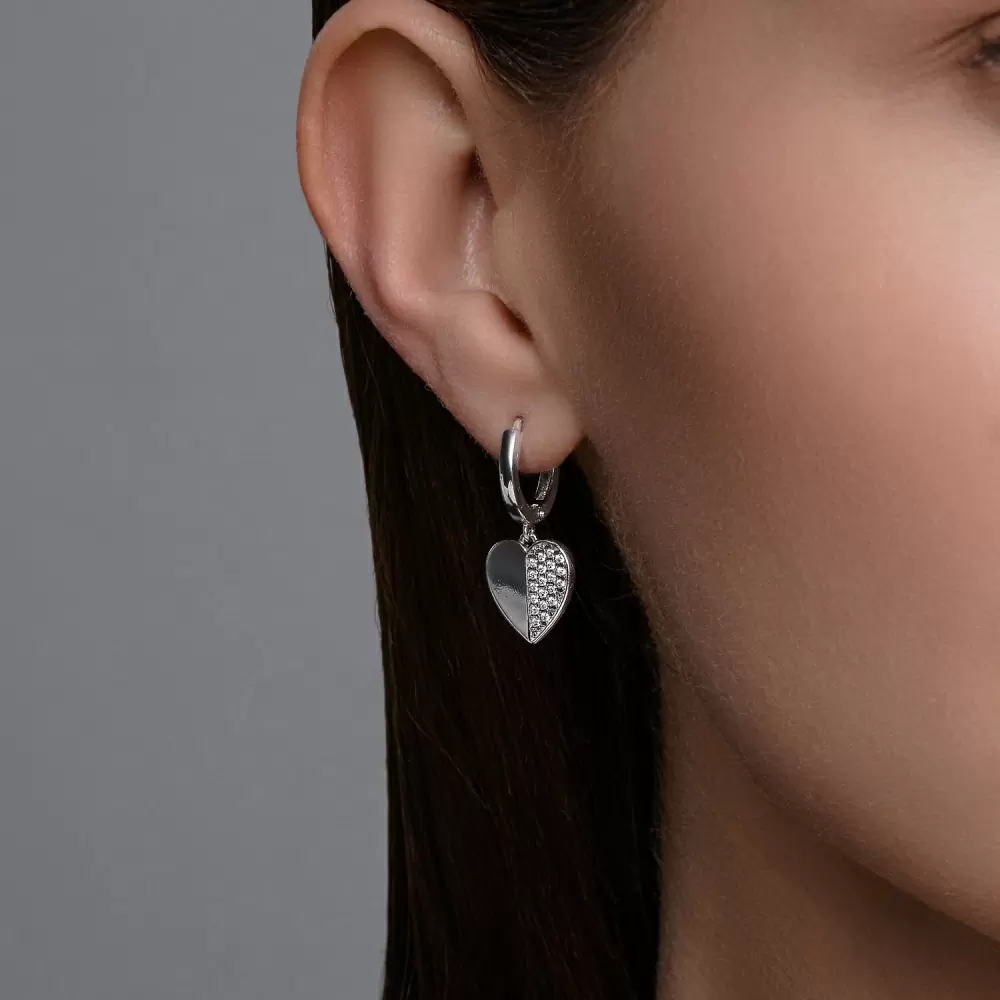 Серьги серьга одиночная 94170357 серебро Сердце_1