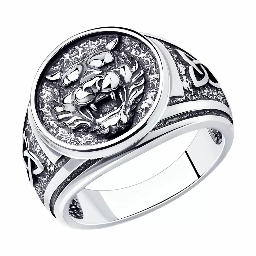 Печатка 95010159 серебро Тигр_0