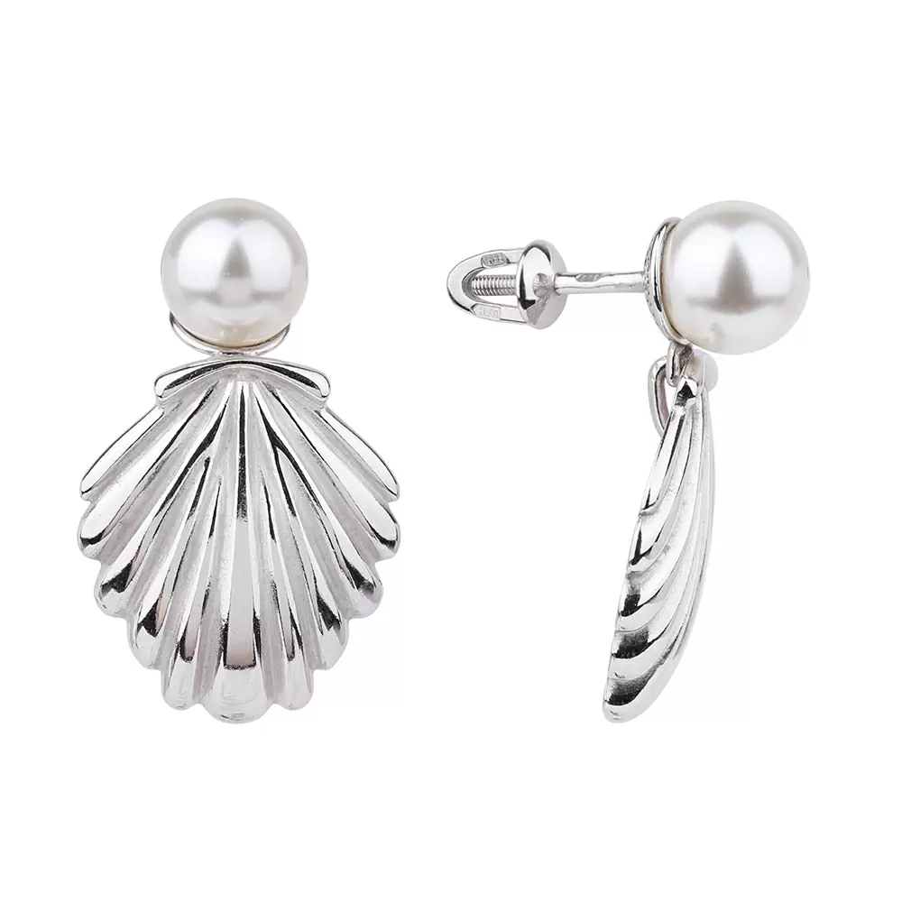 Серьги подвесные 1060892-01250-2S серебро Ракушка