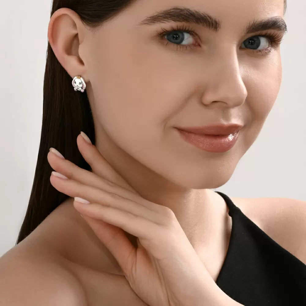 Серьги 94027104 серебро Заяц