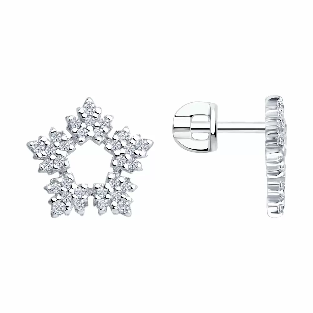 Серьги пусеты 94027077 серебро Снежинка