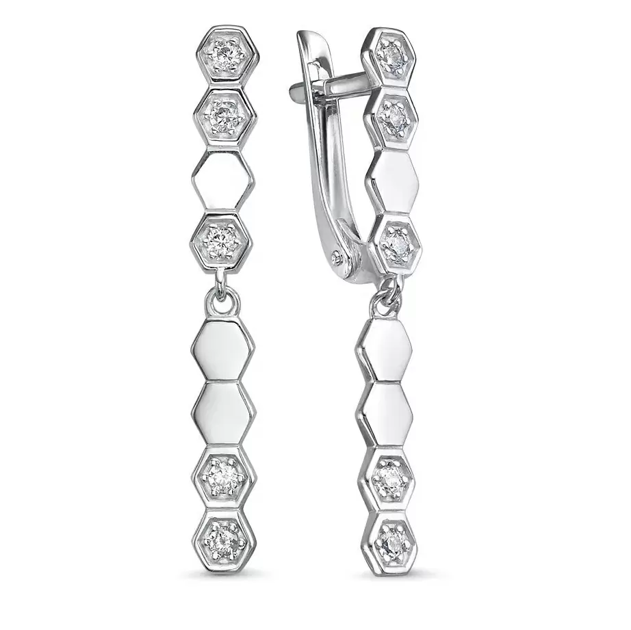 Серьги подвесные 63070 серебро сота