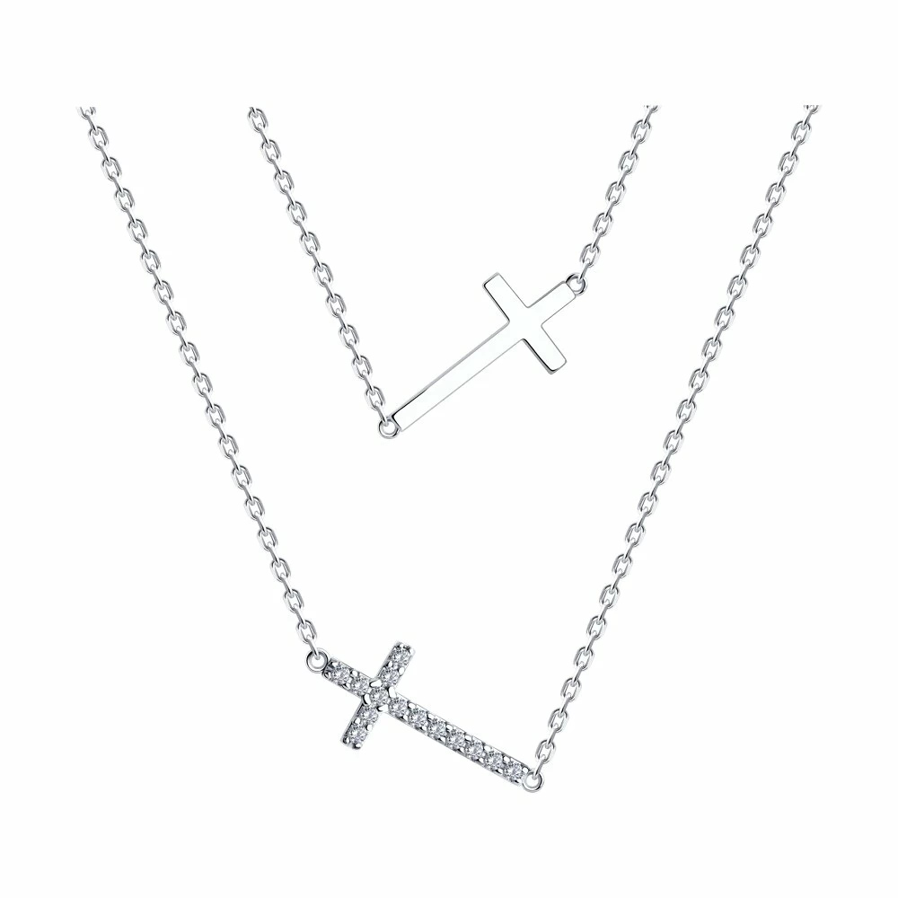 Колье 94070767 серебро Крест