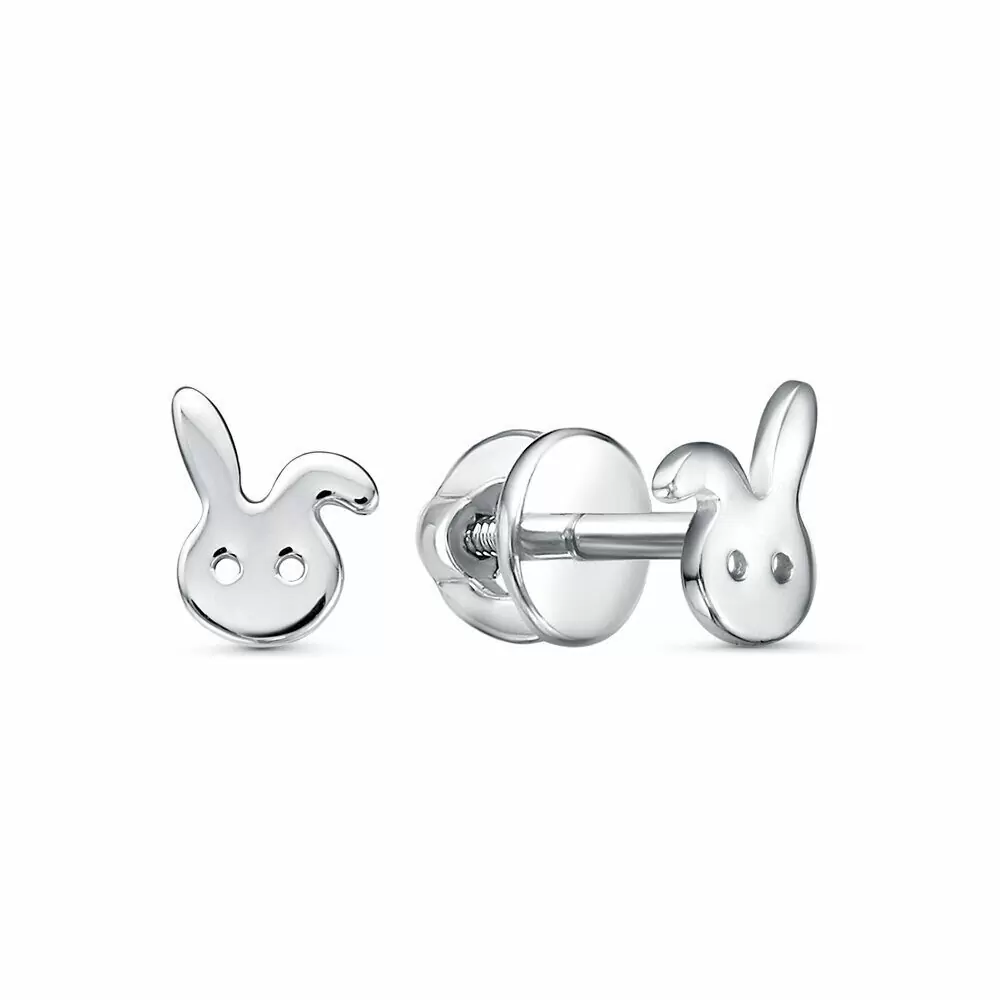 Серьги пусеты 3001048094 серебро Заяц