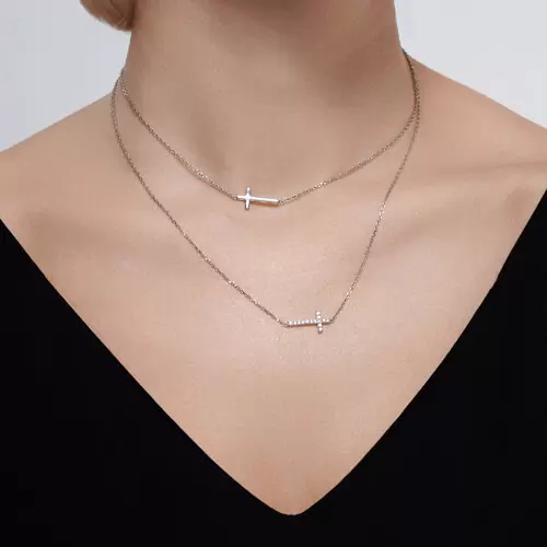 Колье 94070767 серебро Крест