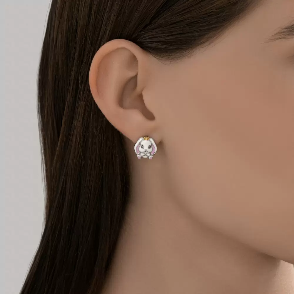 Серьги 94027104 серебро Заяц