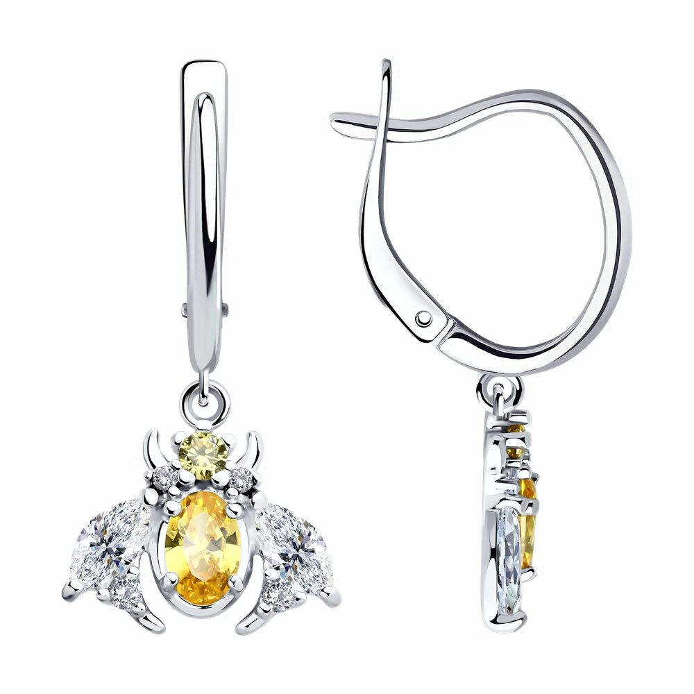 Серьги подвесные 94026455 серебро Муха_0