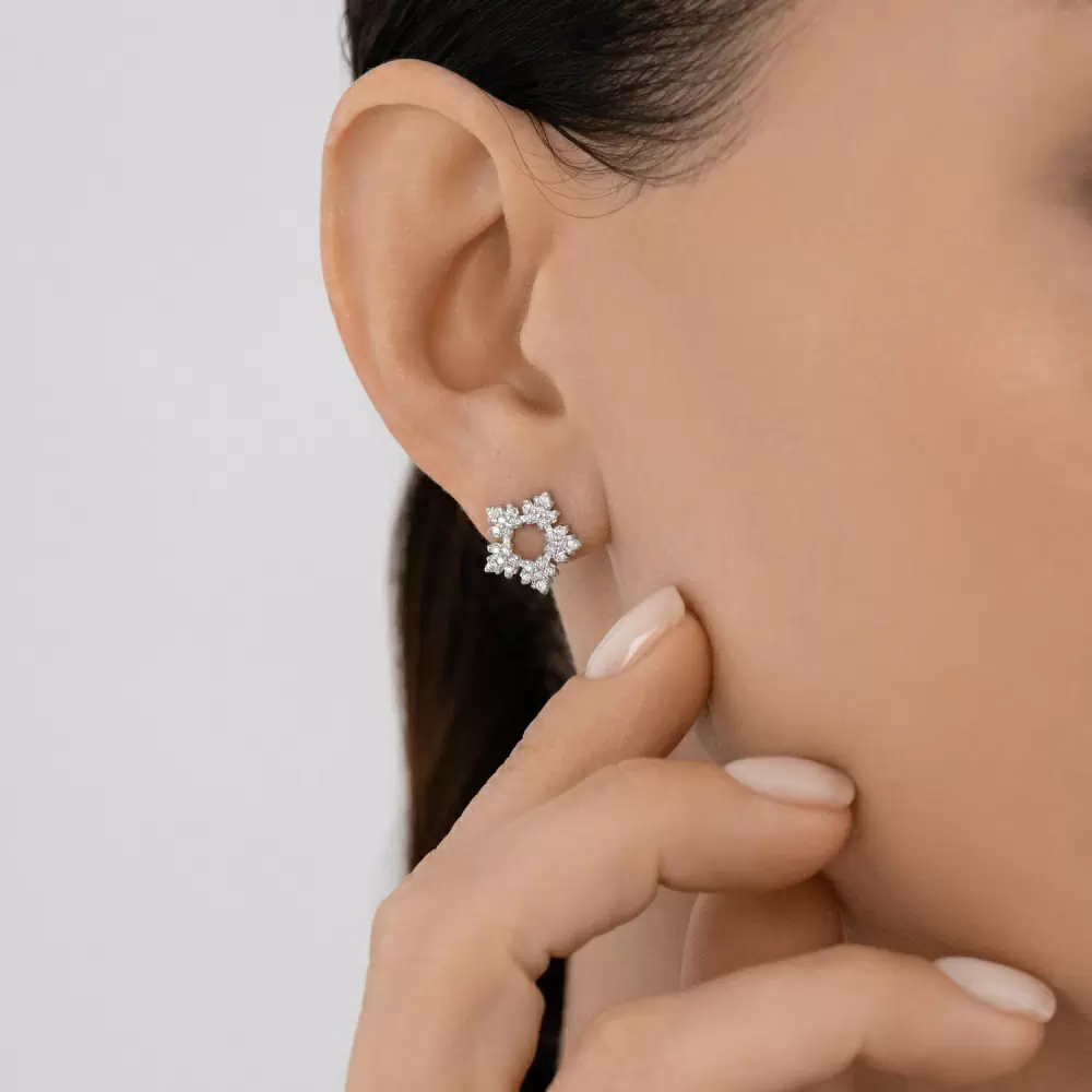 Серьги пусеты 94027077 серебро Снежинка