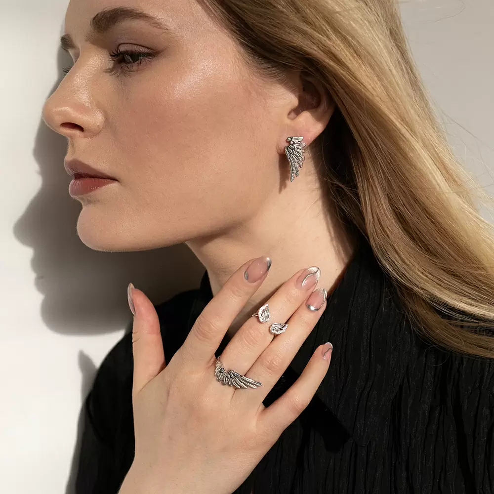 Серьги 12-750-7989 серебро Крыло