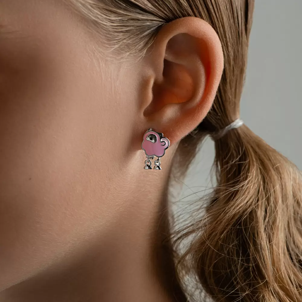 Серьги 94024851 серебро Кот