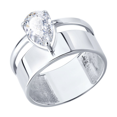 Кольцо один камень 94-110-02344-1 серебро