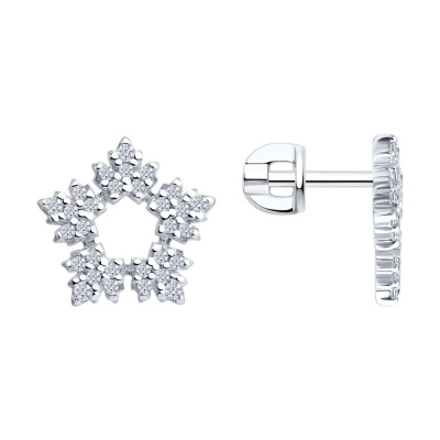 Серьги пусеты 94027077 серебро Снежинка