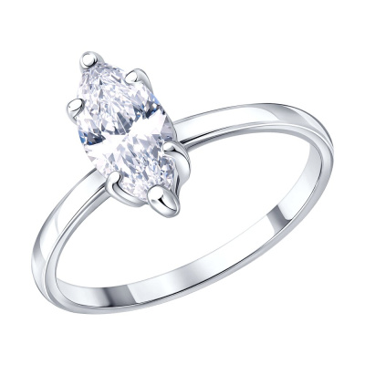 Кольцо один камень 94015023 серебро