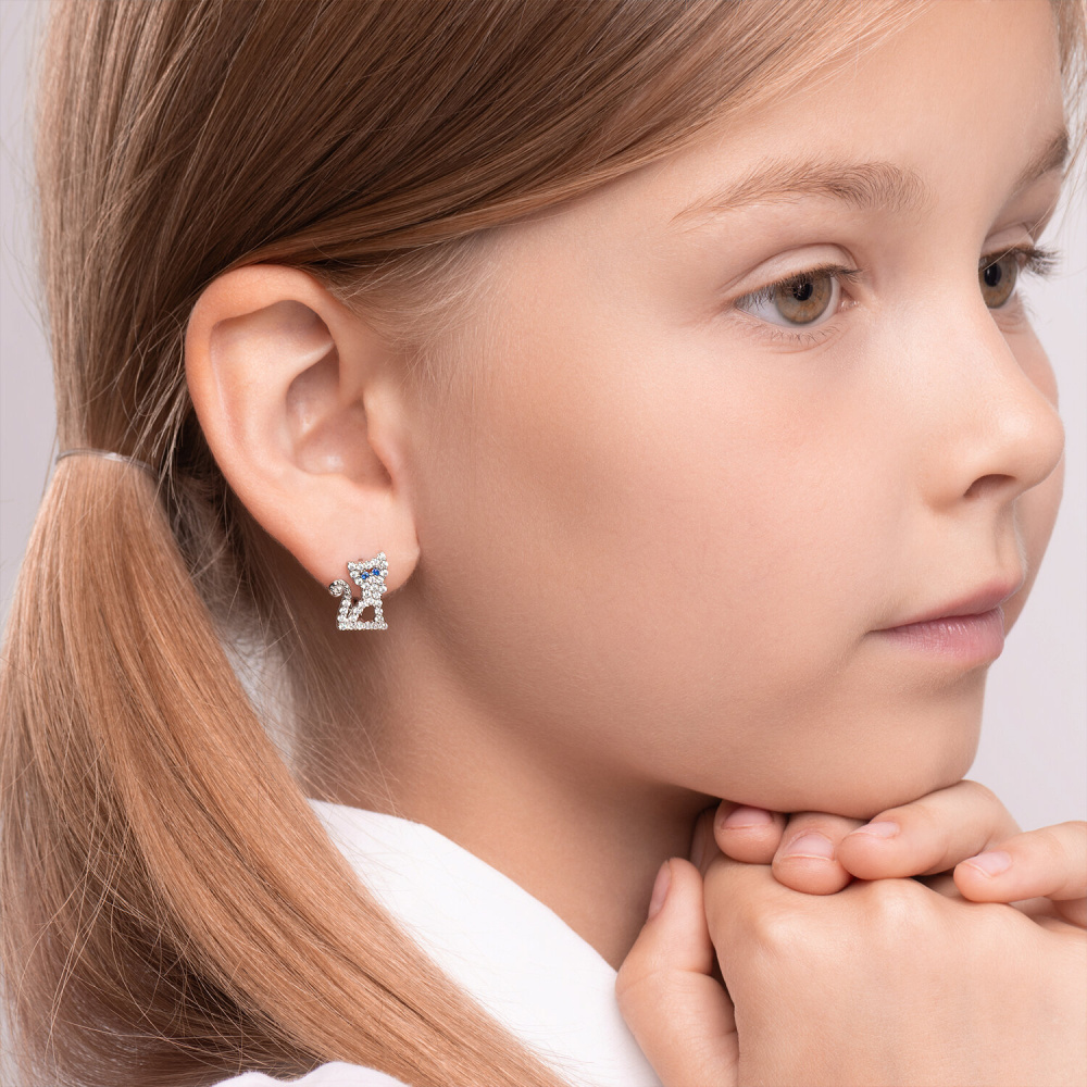 Серьги 94021369 серебро Кот