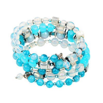 Браслет из бусин т500 гол ювелирный сплав light blue