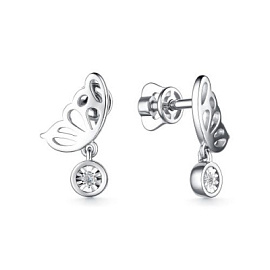 Серьги пусеты 02-3722.000Б-00 серебро Бабочка