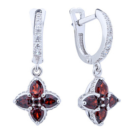 Серьги подвесные С-1419.3-6205-1 серебро Клевер